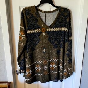 V-Neck Patterned Sweater